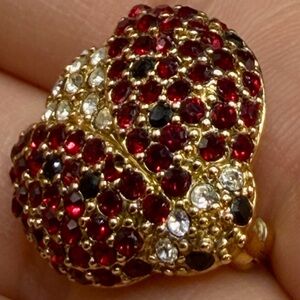 Monet Vintage Bejeweled Crystal Rhinestone Ladybug Brooch Pin Jewelry Accessory